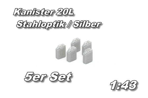 20L Kanister 5er in Silber/Metalloptik