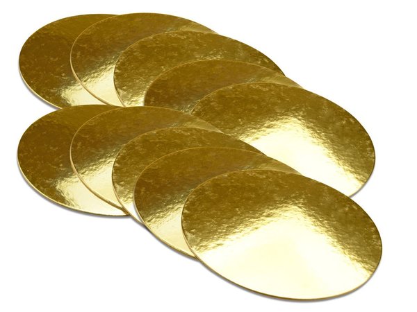 Tortenunterlage , Cakeboard 15cm gold glänzend 10 Stück B-Ware
