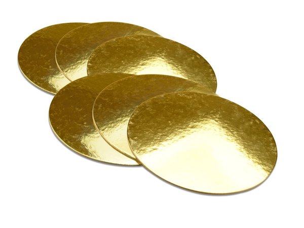 Tortenunterlage , Cakeboard 25cm gold glänzend 6 Stück B-Ware