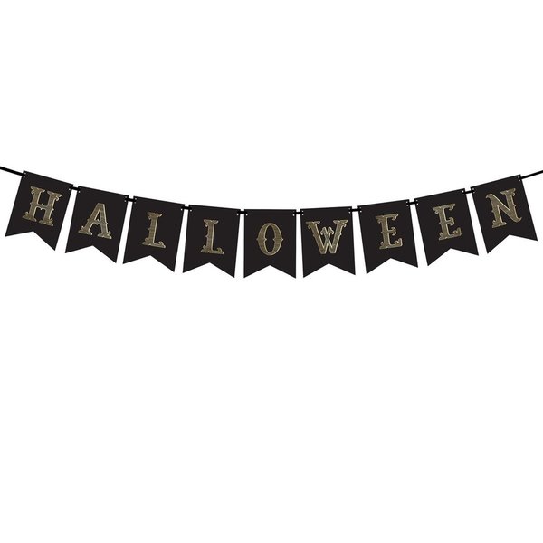 PartyDeco Banner Girlande  Halloween, Schwarz
