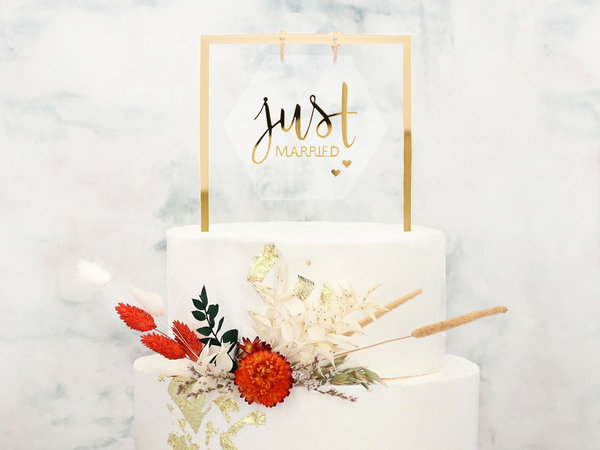 Cake Topper Just married gold Caketopper